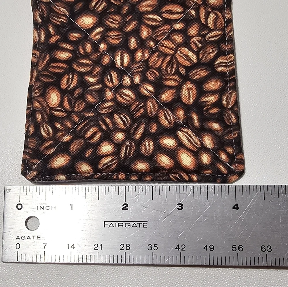 Handmade Cotton Coffee Print Washable Reversible Set Of 6 Coasters